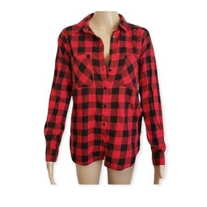 Red Plaid Button Down Shirt